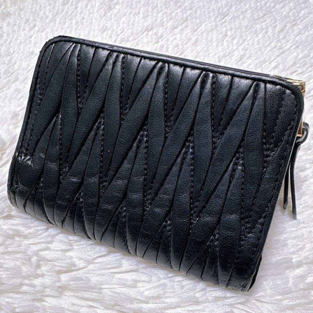 ♡美品♡ミュウミュウ マテラッセ 三つ折り財布 黒 L字ファスナー ウォレット