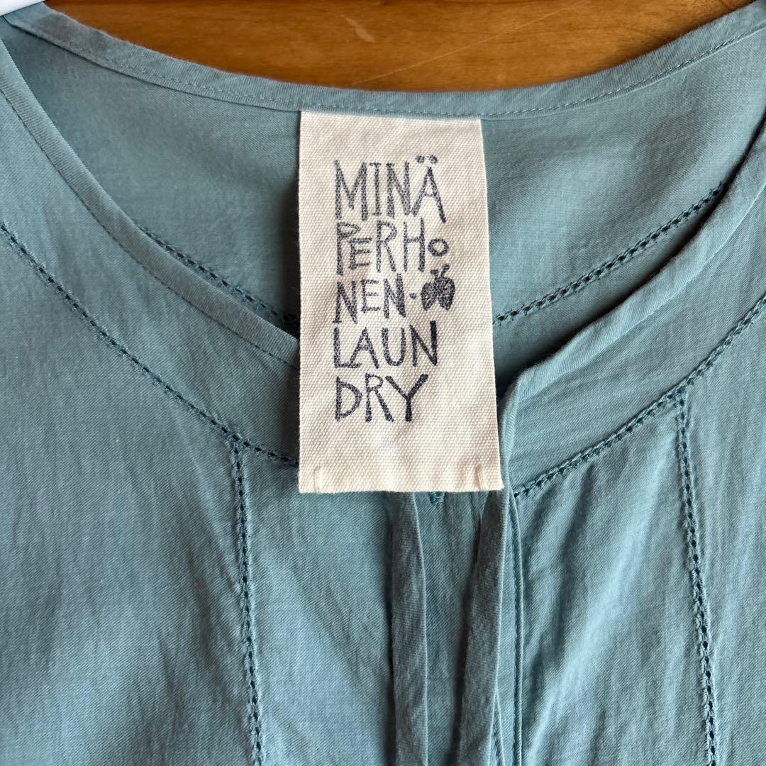 MINÄ PERHENEN LAUNDRY 水色刺繍ワンピース