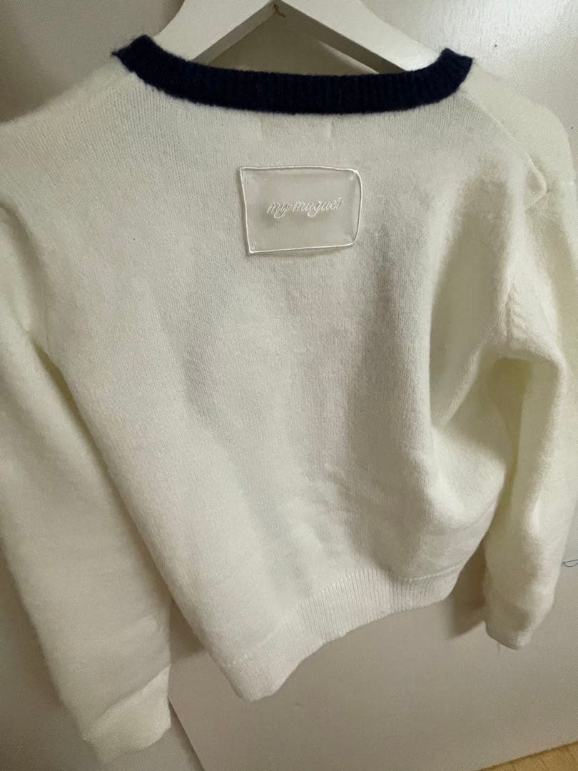トップス muguet bicolor frill knit cardigan