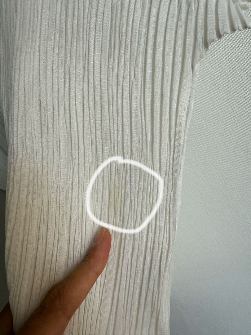 PLEATS PLEASE プリーツプリーズ UネックTシャツ 白 サイズ3