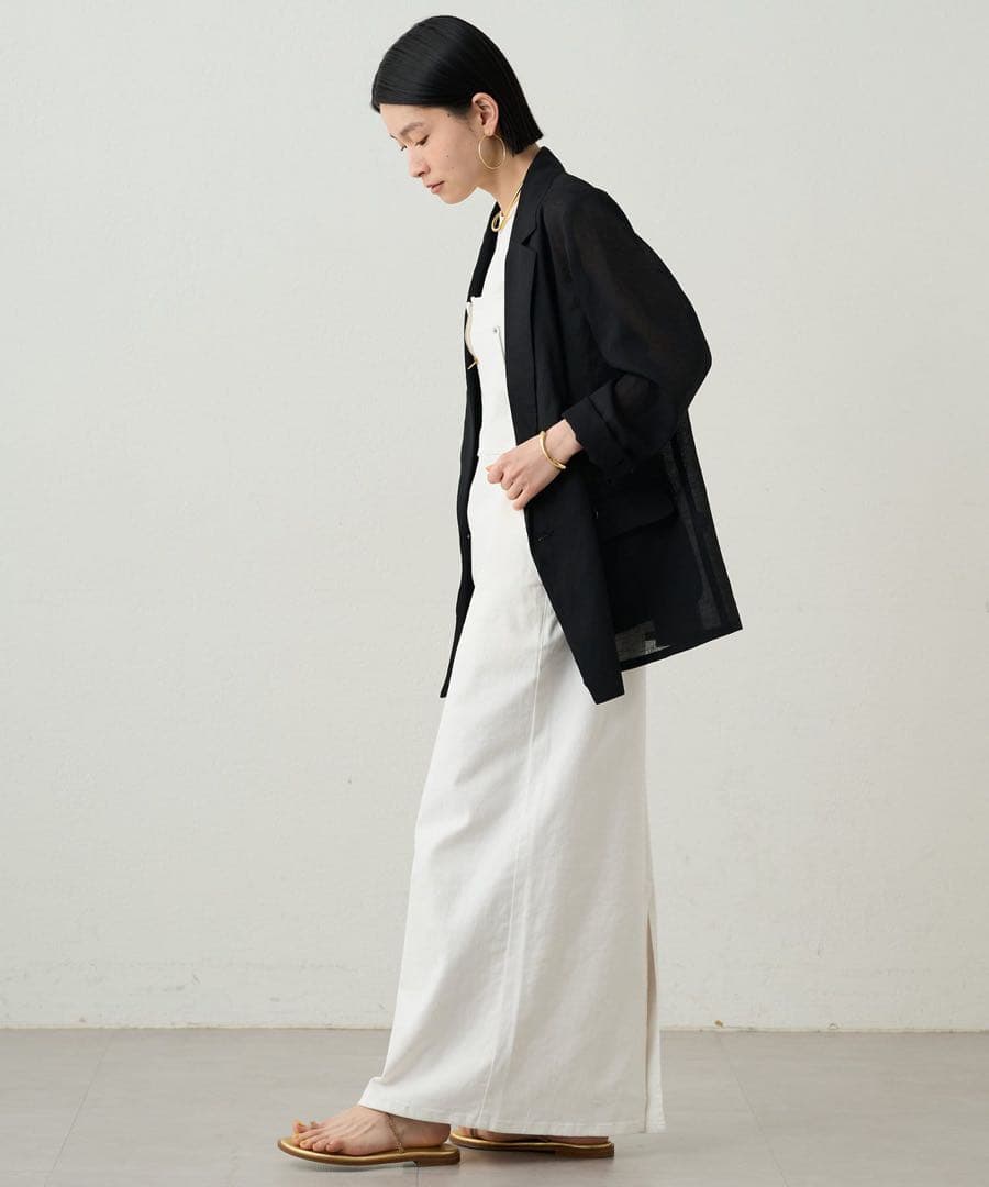 新品　Loungedress リネンライクシアージャケット　ラウンジドレス　黒