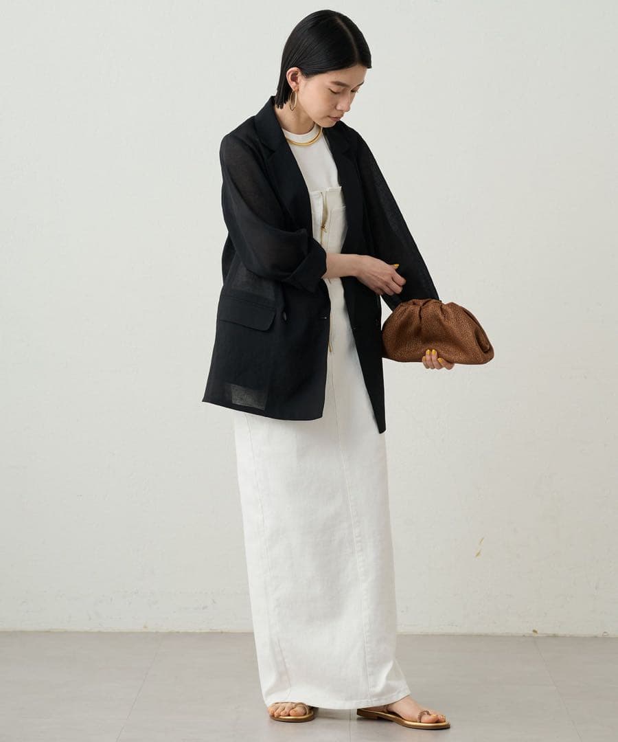 新品　Loungedress リネンライクシアージャケット　ラウンジドレス　黒
