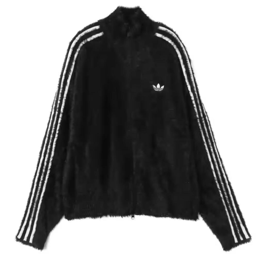 希少XS⭐️adidas フェイクモヘヤ クラシック トラックトップ 黒 ぴょな
