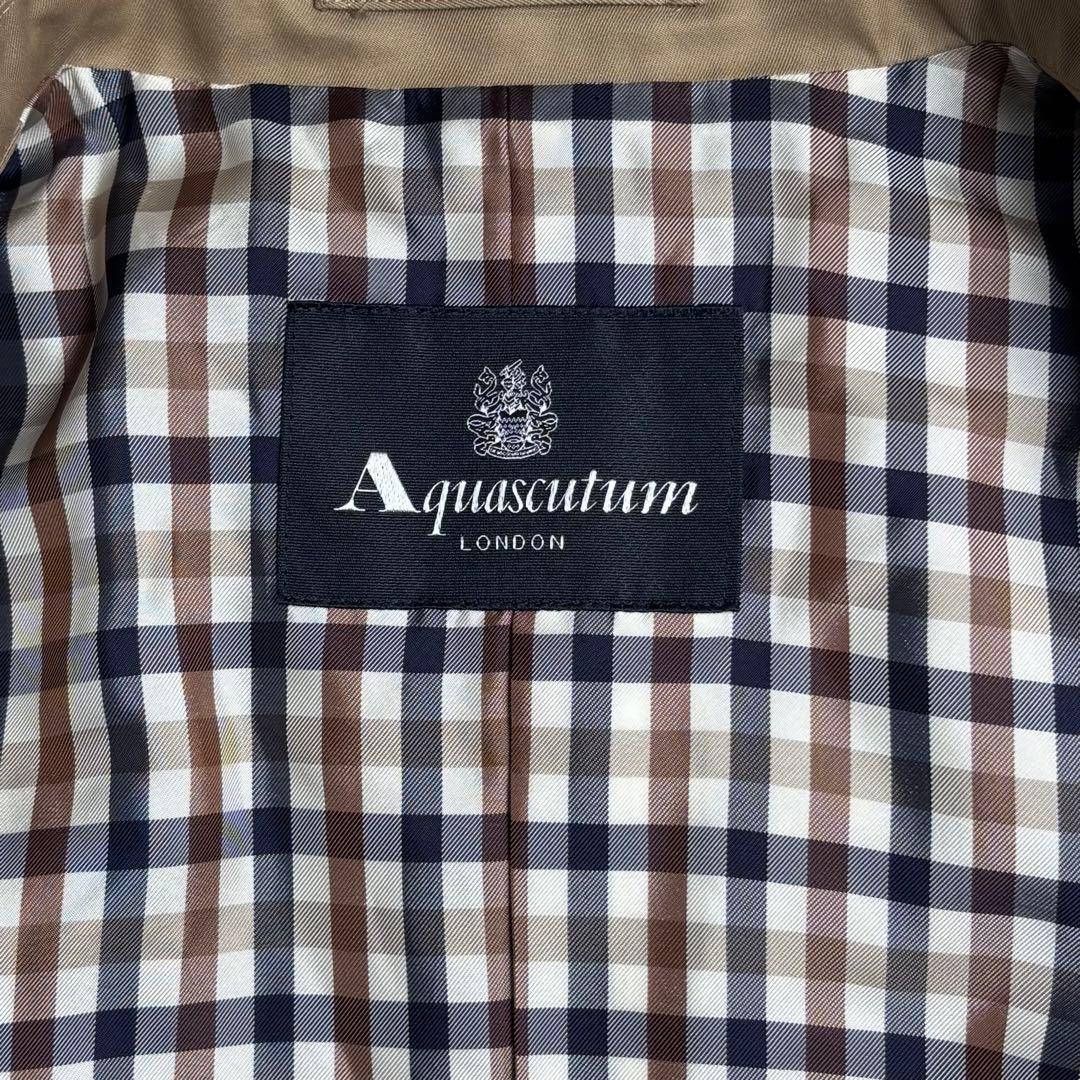 美品　Aquascutum トレンチコート クラブチェック ベルト ベージュ