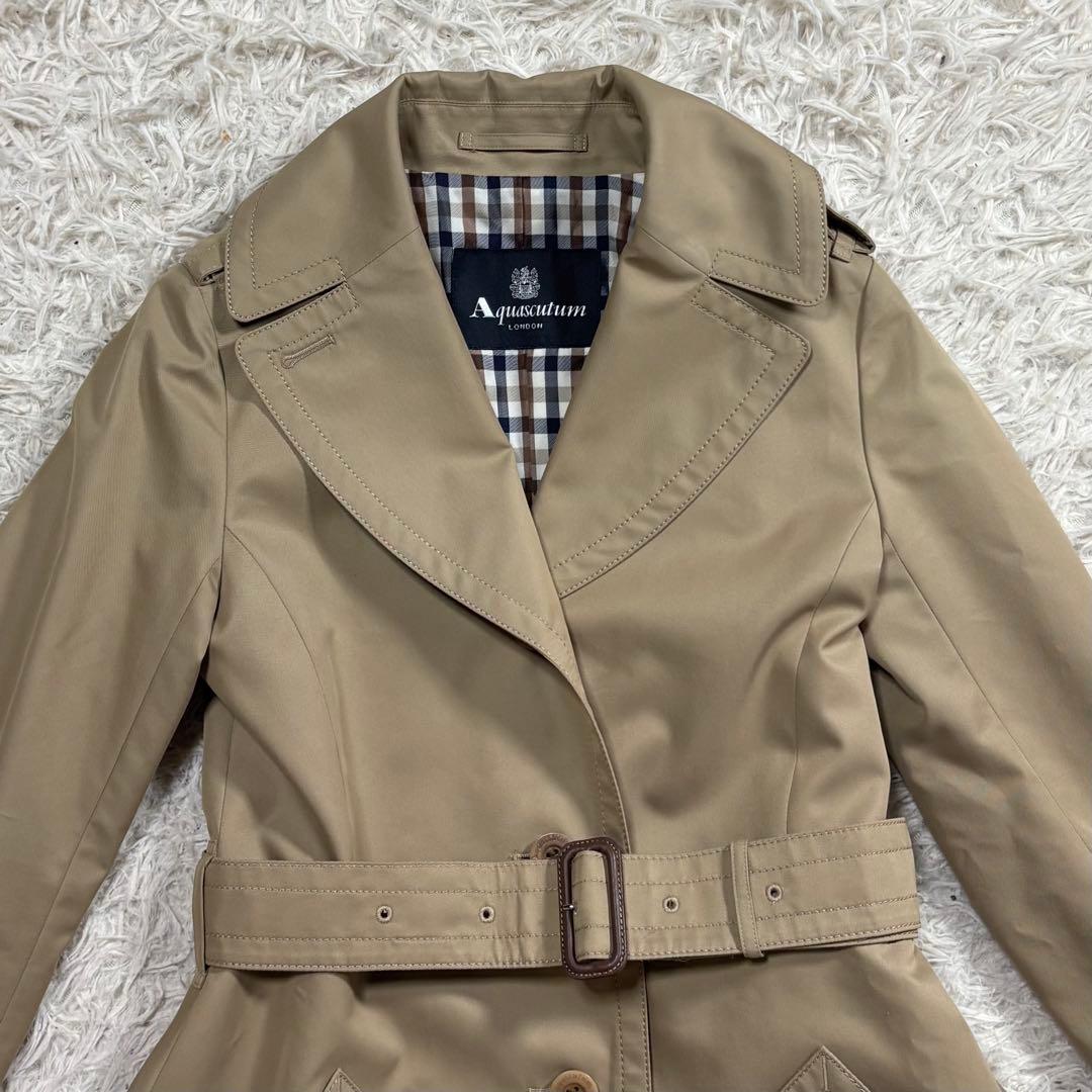 美品　Aquascutum トレンチコート クラブチェック ベルト ベージュ