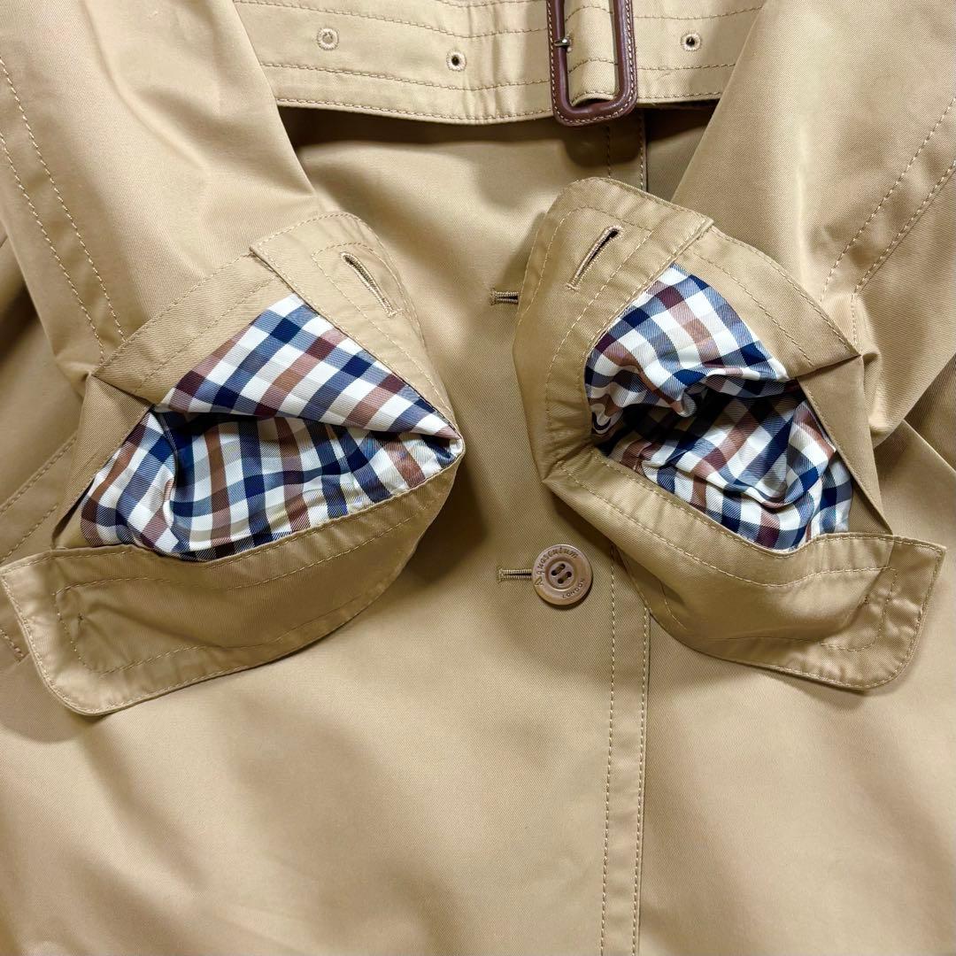 美品　Aquascutum トレンチコート クラブチェック ベルト ベージュ