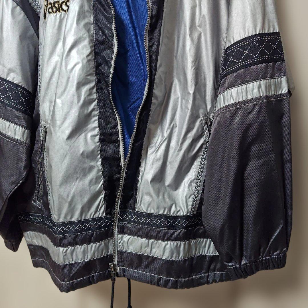 アシックスASICS　90’s 上下ウインドブレーカーセットアップ　光沢シルバー