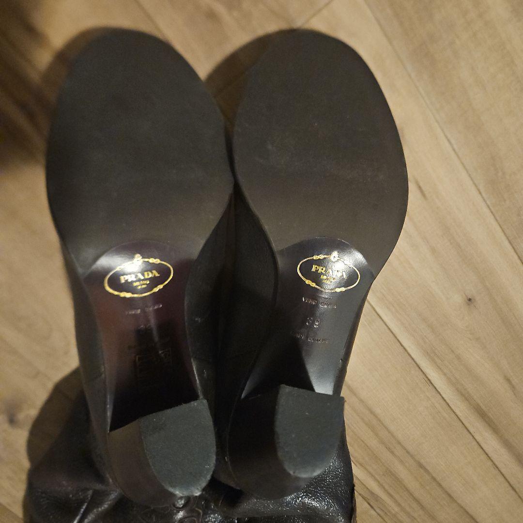 プラダ PRADA ムートン ファー レザー ロングブーツ