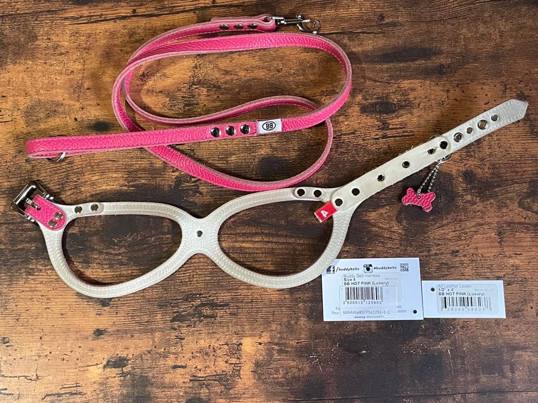 犬用　バディーベルト　ハーネス＆リード　カスタマイズ　ピンク　サイズ４号