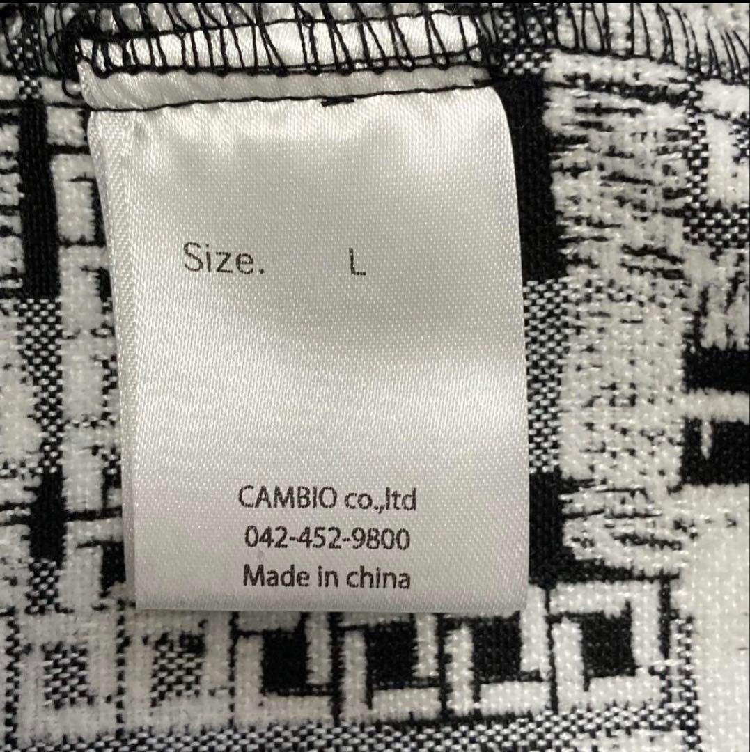 【大人気★完売商品】カンビオ テーパードパンツ アンクル 総柄 白黒 L