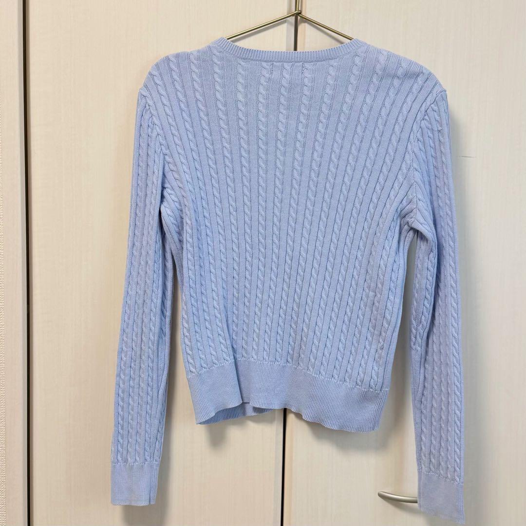 カーディガン ミニケーブル コットン カーディガン　アイスブルー160/ XL