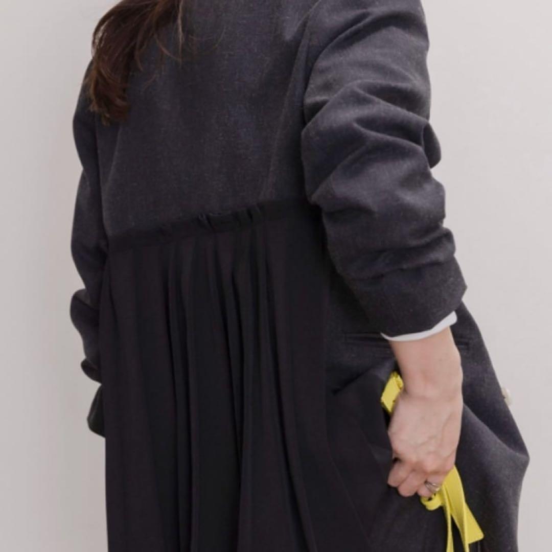 新品　Eimee law エイミーローバックプリーツ微配色ジャケット　チャコール