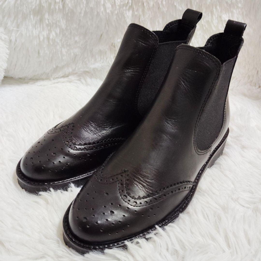 ENESS サイドゴアブーツ 37/23.5㎝ 黒厚底 トラックソール 美品