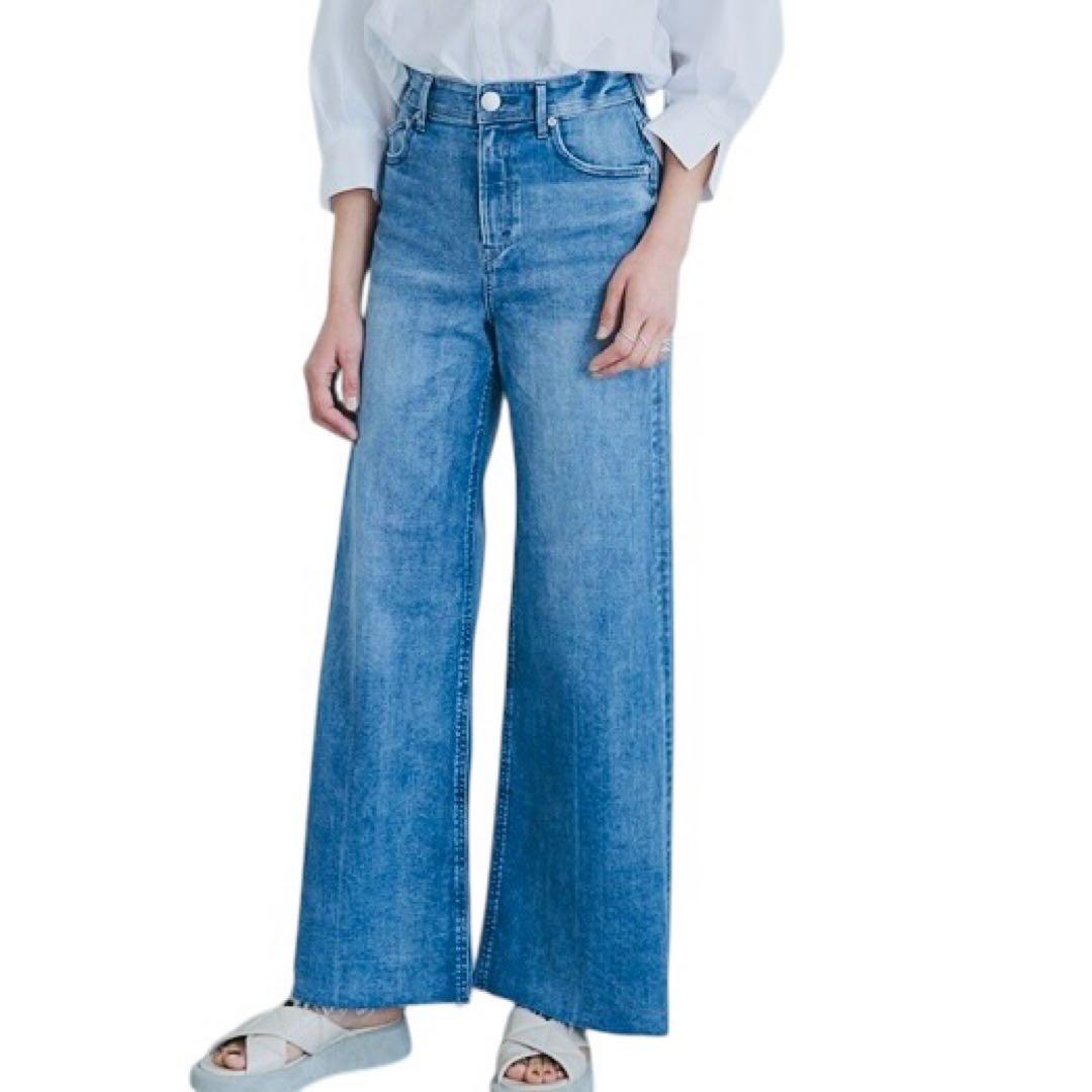 【美品】✨ヤヌーク ワイドフレアデニムパンツ インディゴ CVL 24