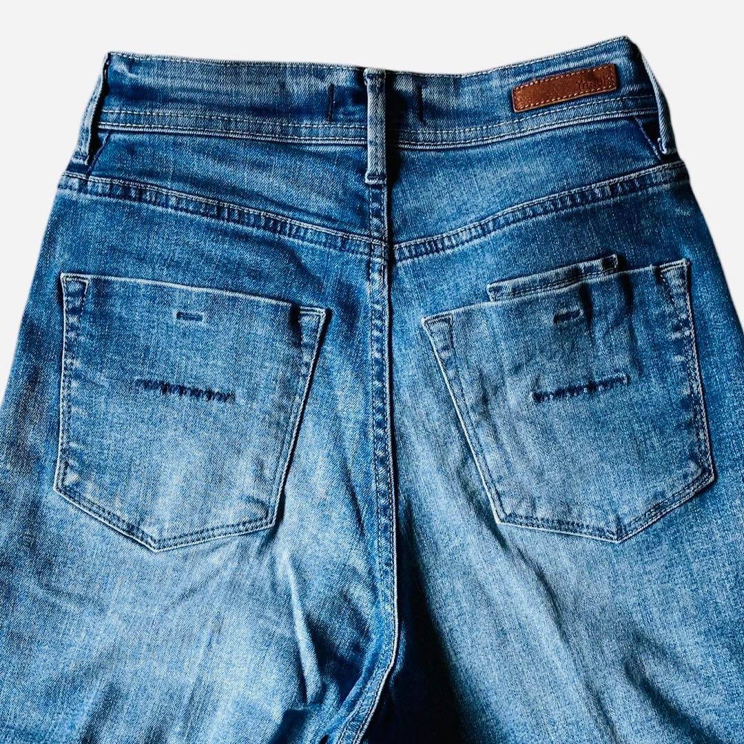 【美品】✨ヤヌーク ワイドフレアデニムパンツ インディゴ CVL 24