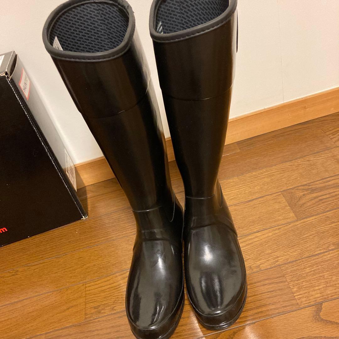 HUNTER ブラック レインブーツ 箱付き　24.5㎝