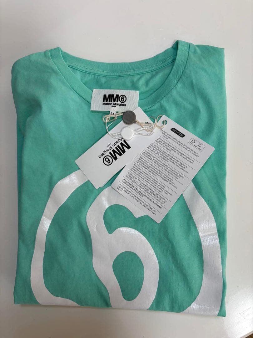 新品未使用タグ付き　MM6 半袖Tシャツ　ターコイズブルー　6プリント