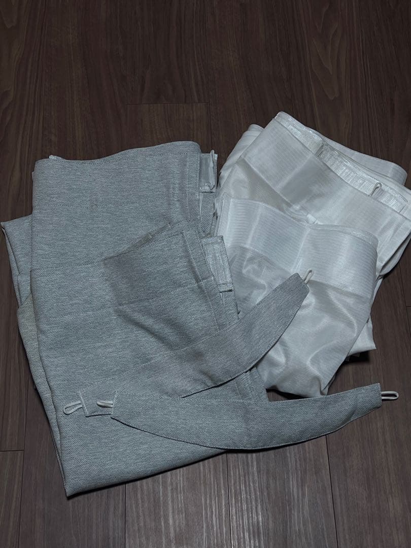 無印良品　MUJI カーテン　遮光1級　防災　レース2点セット　腰高窓　出窓