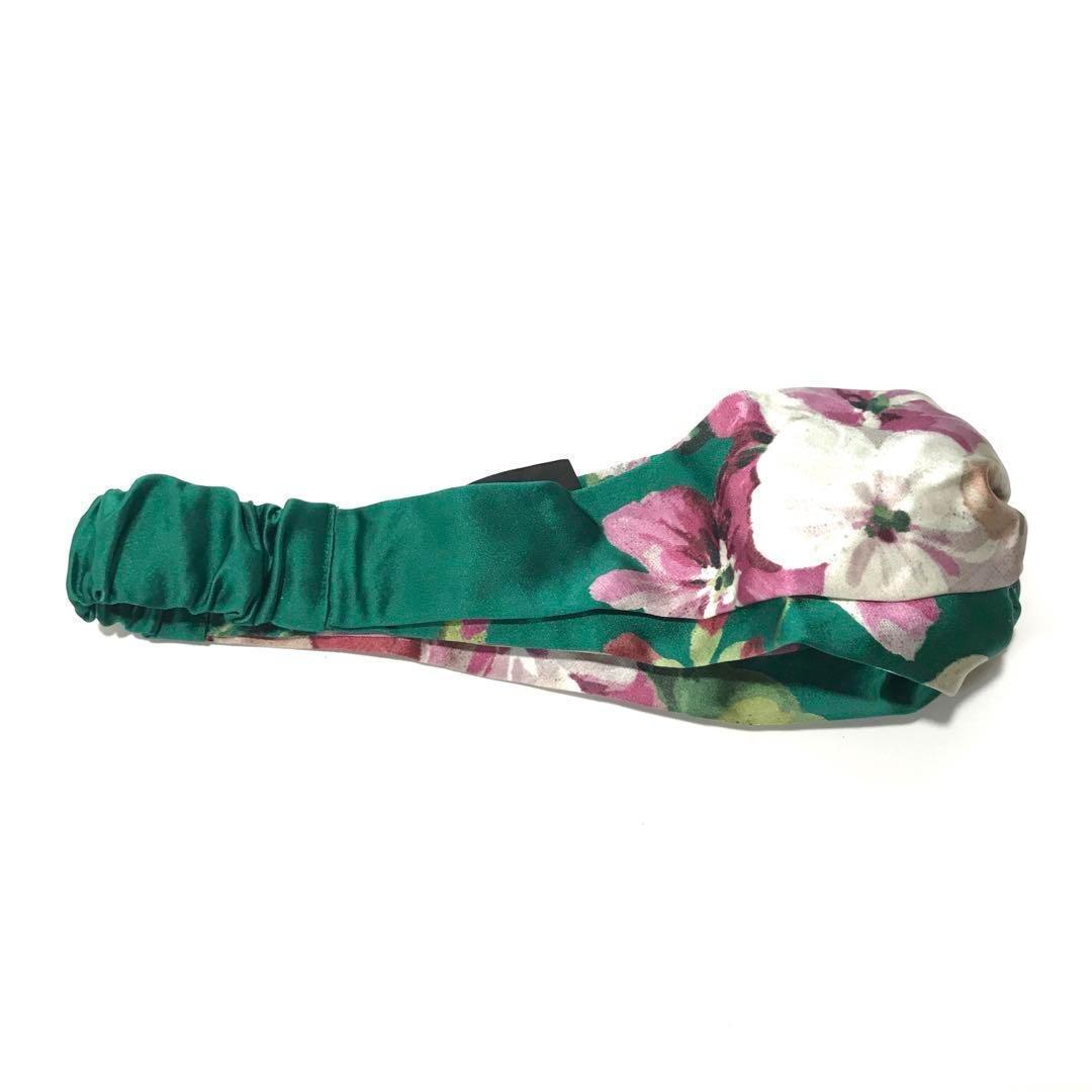 美品 GUCCI グッチ ヘアバンド ターバン 花柄 緑 ヘアアクセサリー