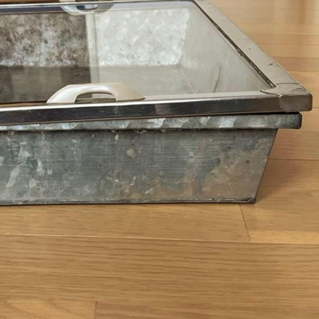 古道具　昭和レトロ　ブリキ　ショーケース　ガラス　駄菓子ケース