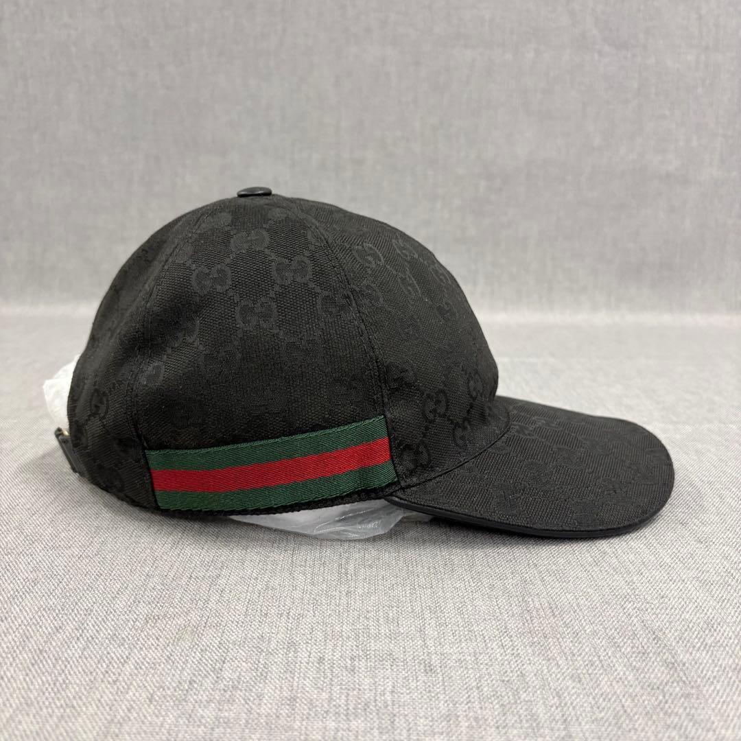 美品GUCCI グッチ GGキャンバス シェリーライン ベースボールキャップ 黒
