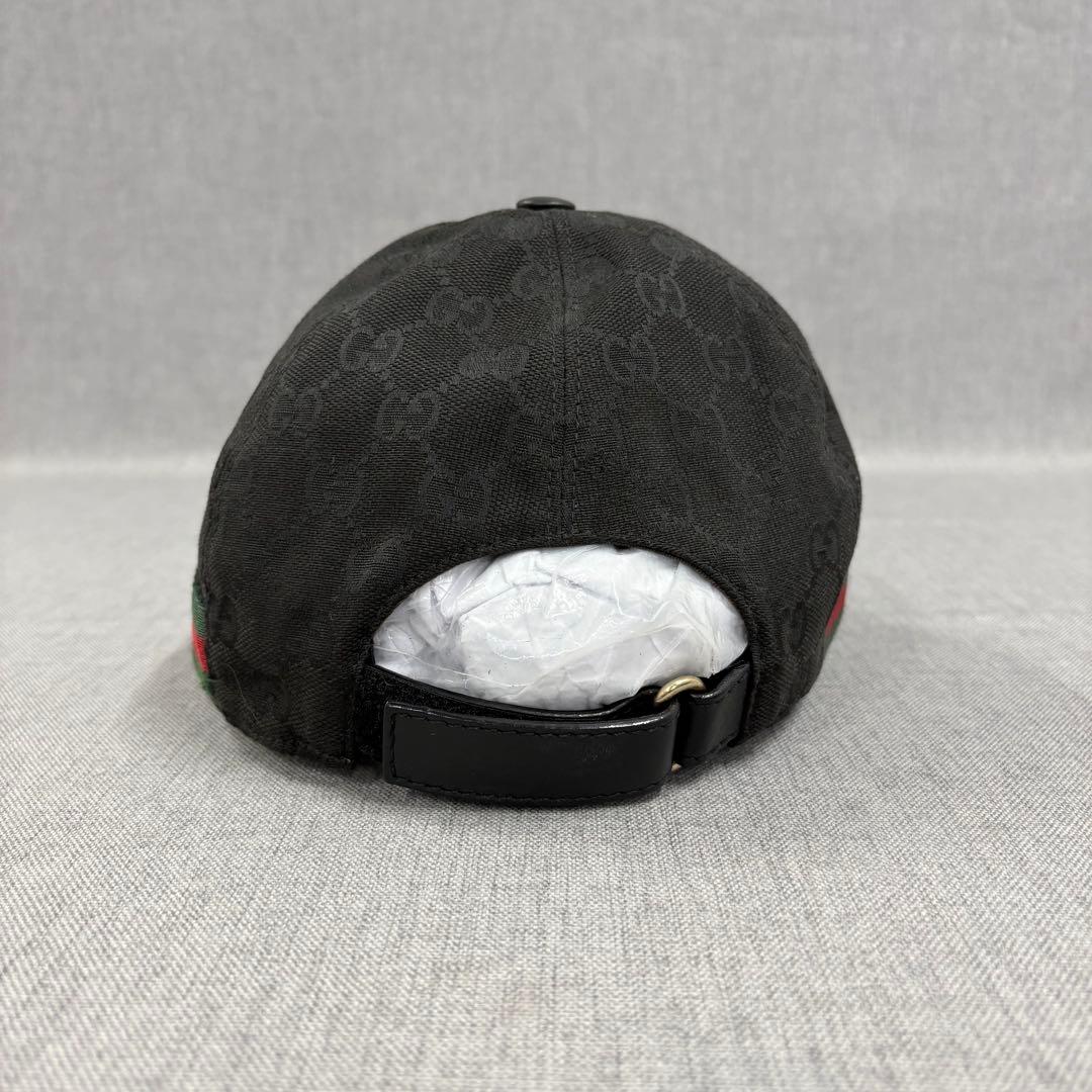 美品GUCCI グッチ GGキャンバス シェリーライン ベースボールキャップ 黒