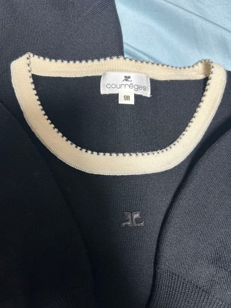 Courreges ポイントロゴ アンサンブル ニット ブラック