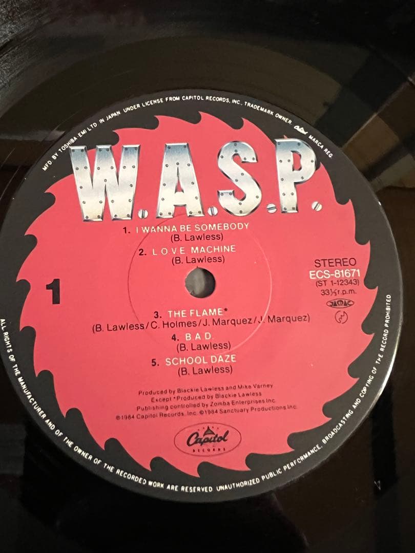 1984年 帯付き美盤 W.A.S.P.『魔人伝』LP 洋楽レコード　デビュー
