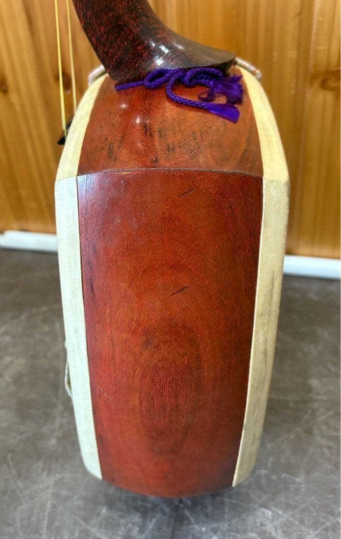 【三味線】 本体 木製 伝統和楽器 皮破れあり 収納袋付き