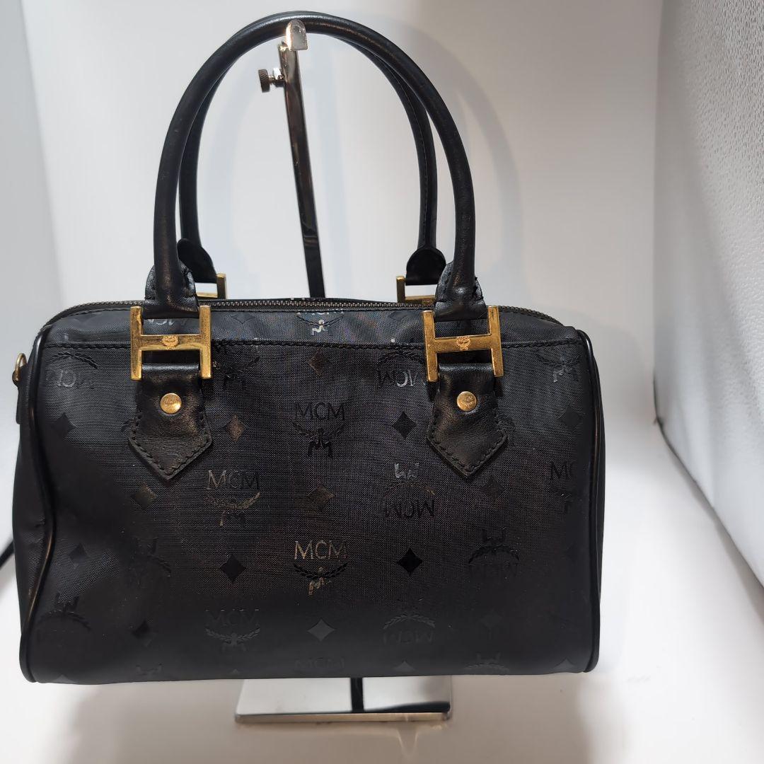 MCM エムシーエム ヴィセトス総柄 ナイロン☓レザー ミニボストンバッグ