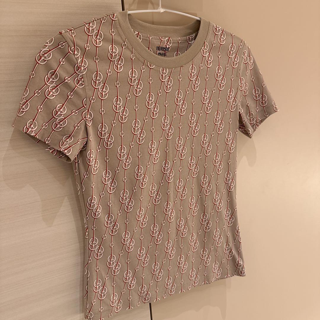 HERMESエルメスTシャツ　ベージュ　クリケティス34 美品
