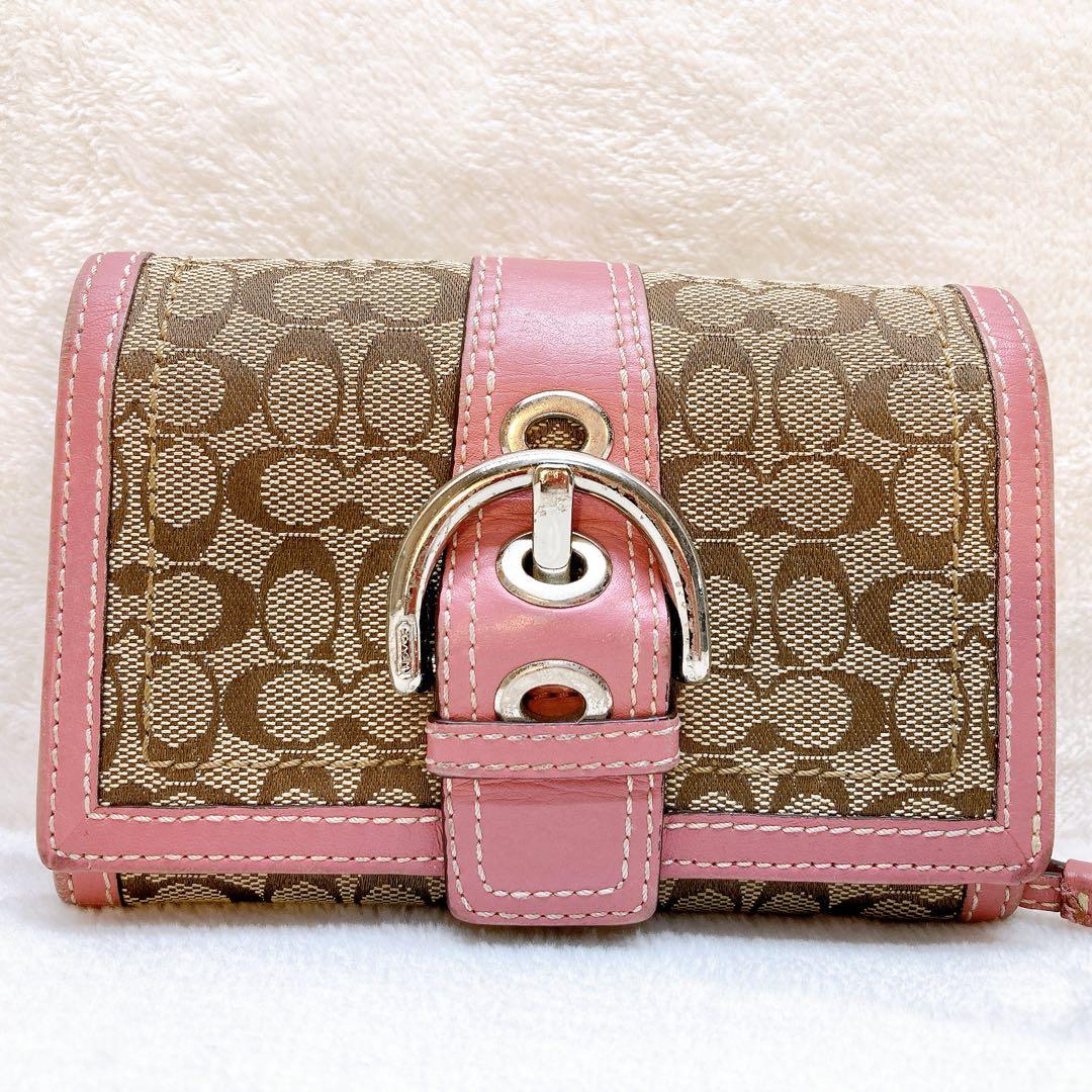 小物 Coach Soho Signature Flap Wallet Pink y2