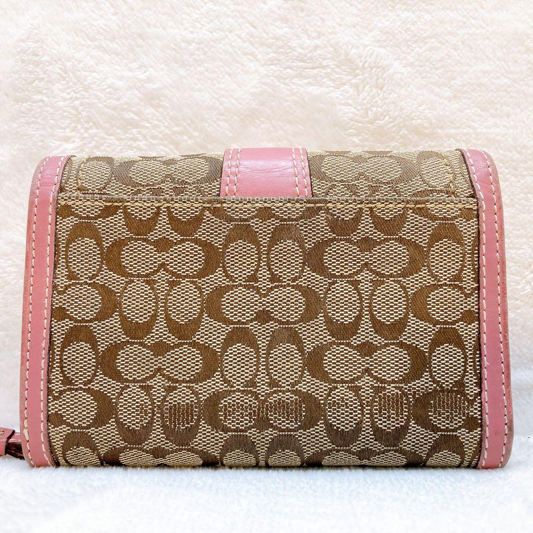 小物 Coach Soho Signature Flap Wallet Pink y2