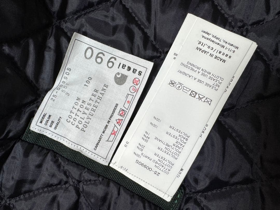 sacai Carhartt WIP Duck Jacket サイズ3