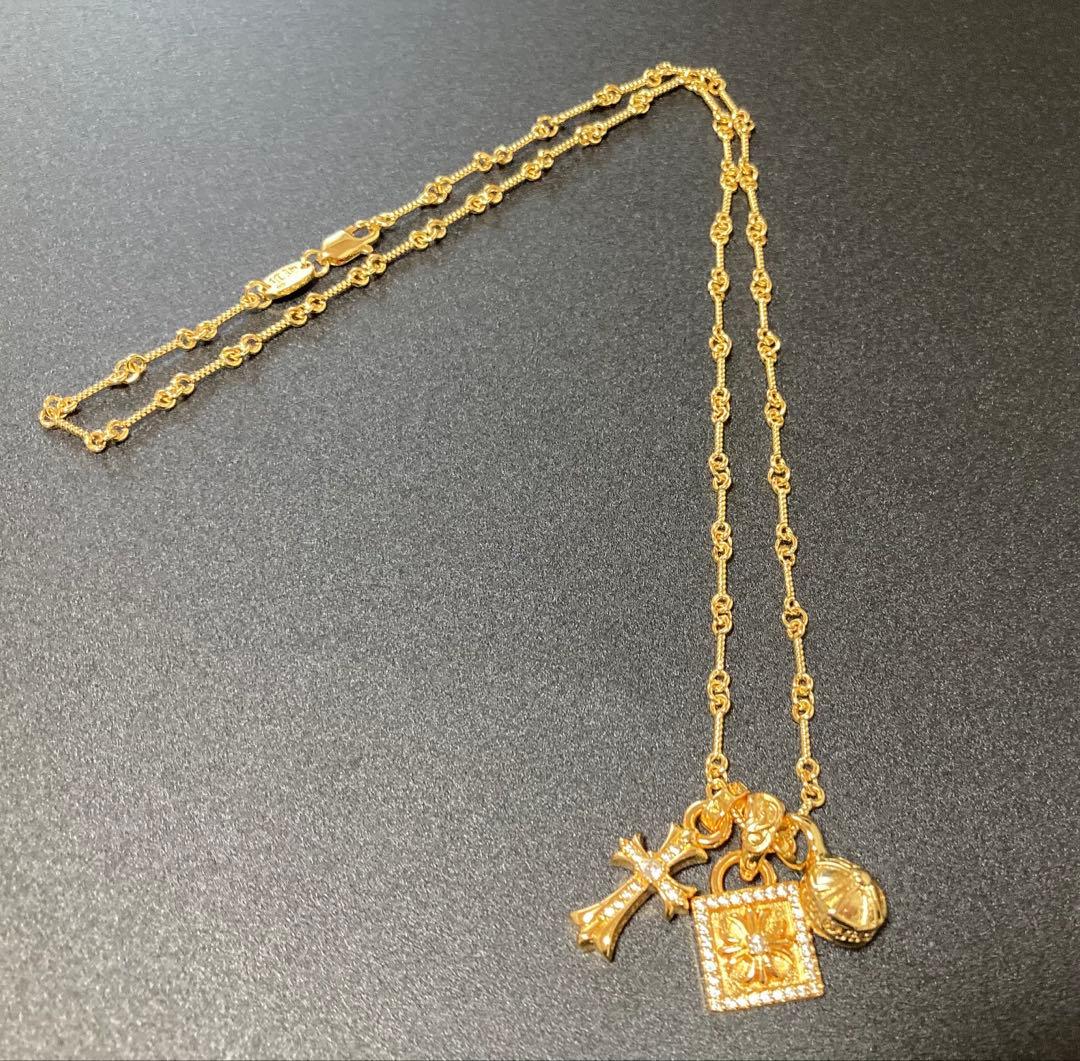 22k ベビーファット　スクエア　ボール　ゴールドネックレス　50㎝