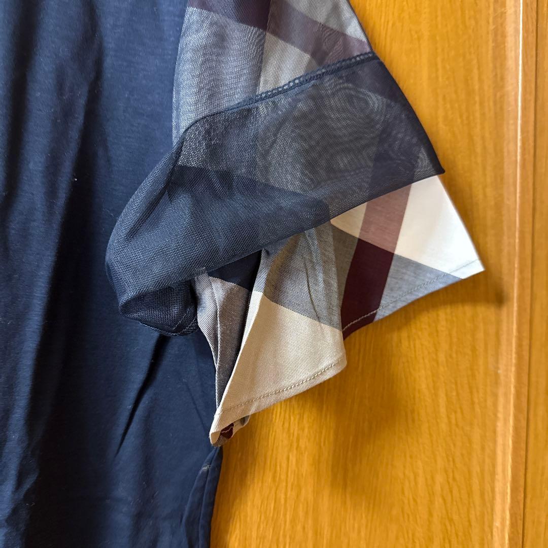 BLUE LABEL ネイビー Tシャツ シースルー袖
