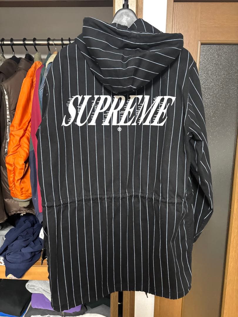 ジャケット・アウター Supreme Pinstripe Twill Parka 13fw black