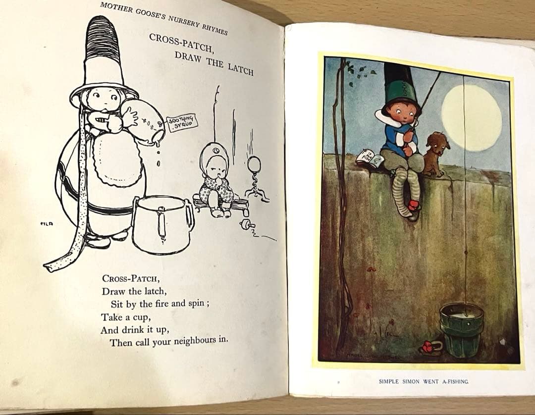 No.453希少 アンティーク 古書 洋書 絵本 児童書 イギリス 童謡集
