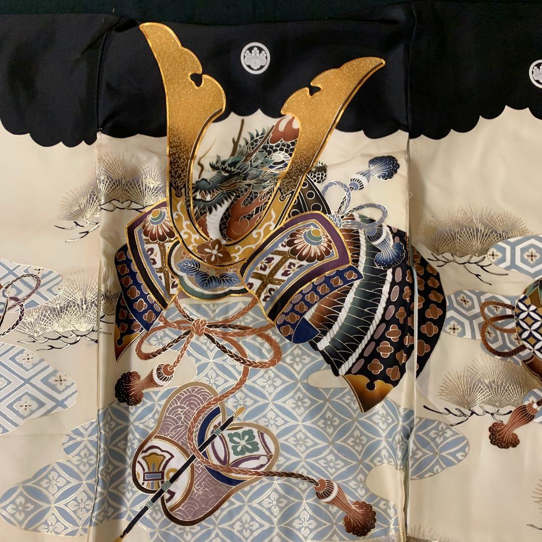 未使用（純古典仕様）お宮参り祝着　京友禅工芸蒔糊仕様、大将龍兜豪華古典文