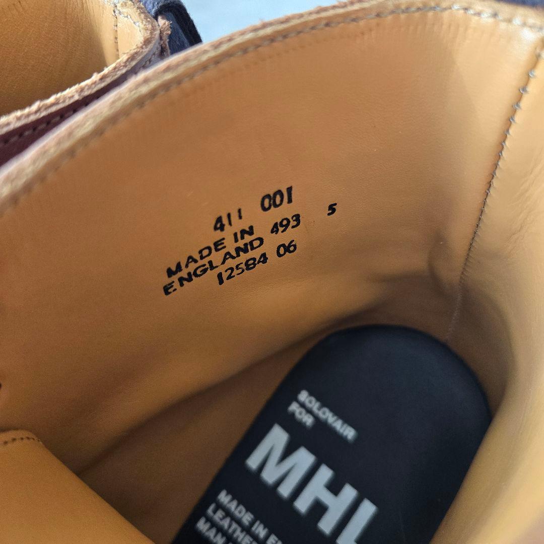 希少色 美品 MHL×SOLOVAIR 牛革 レザー 6ホール size5