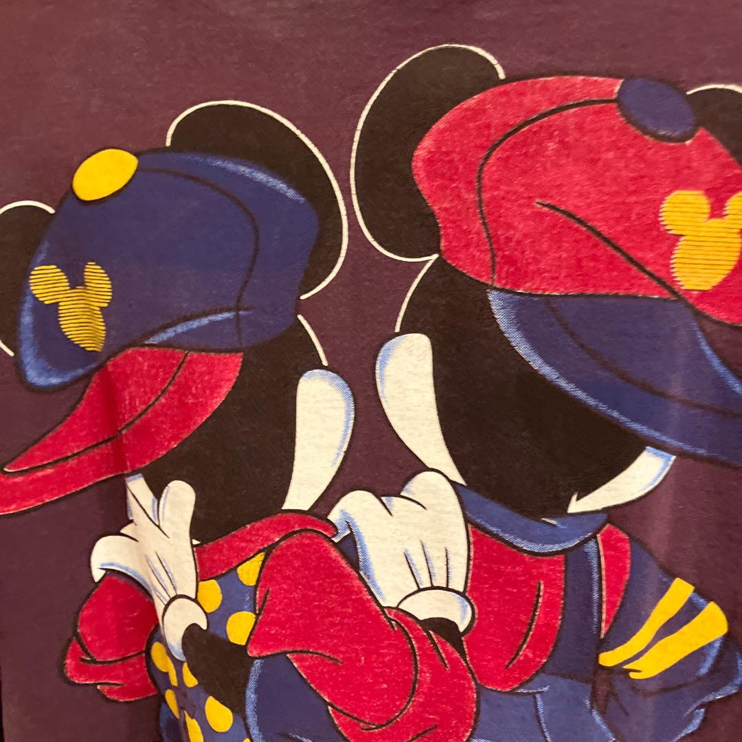 古着 90's ディズニー ミッキー ミニー Tシャツ パープル　L