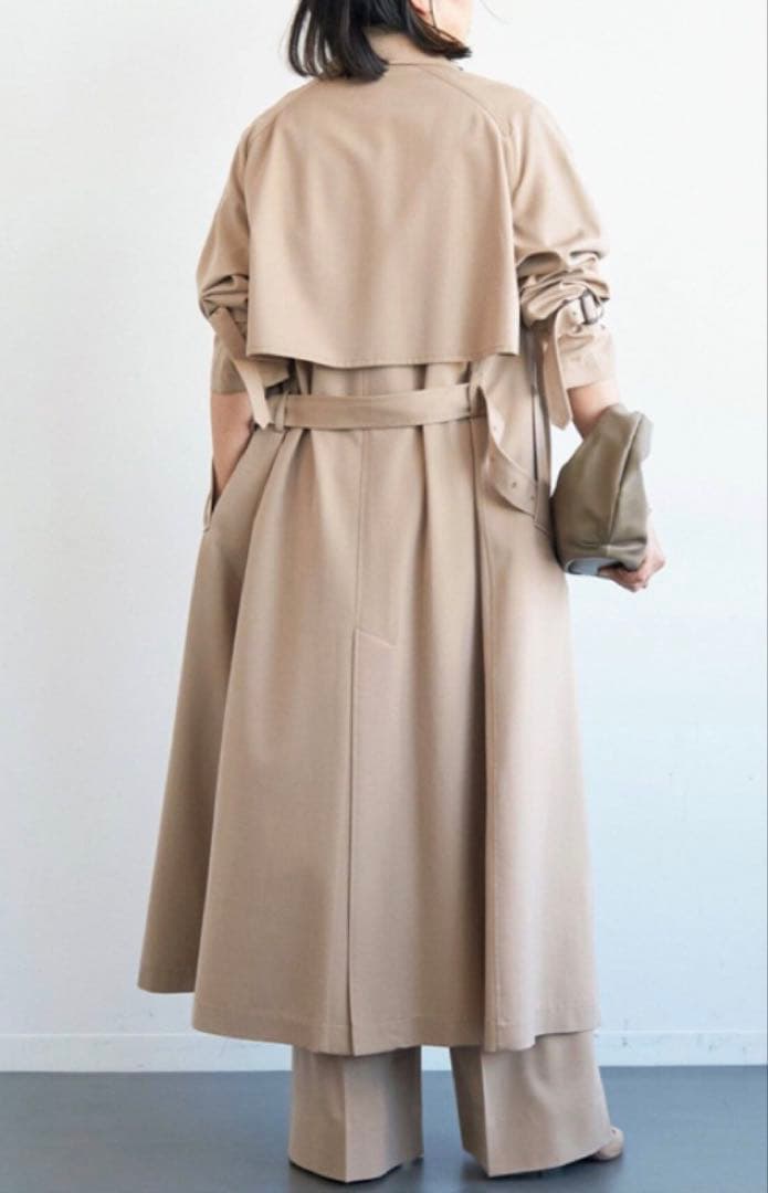 【美品】Deuxième Classe ギャバジンロングトレンチコート ベージュ