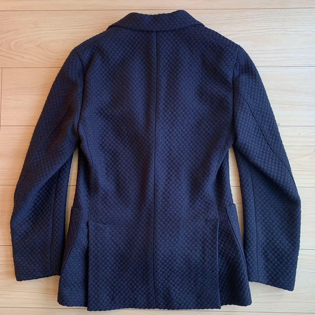 LARDINI ネイビー ジャガード ウール テーラードジャケット 44