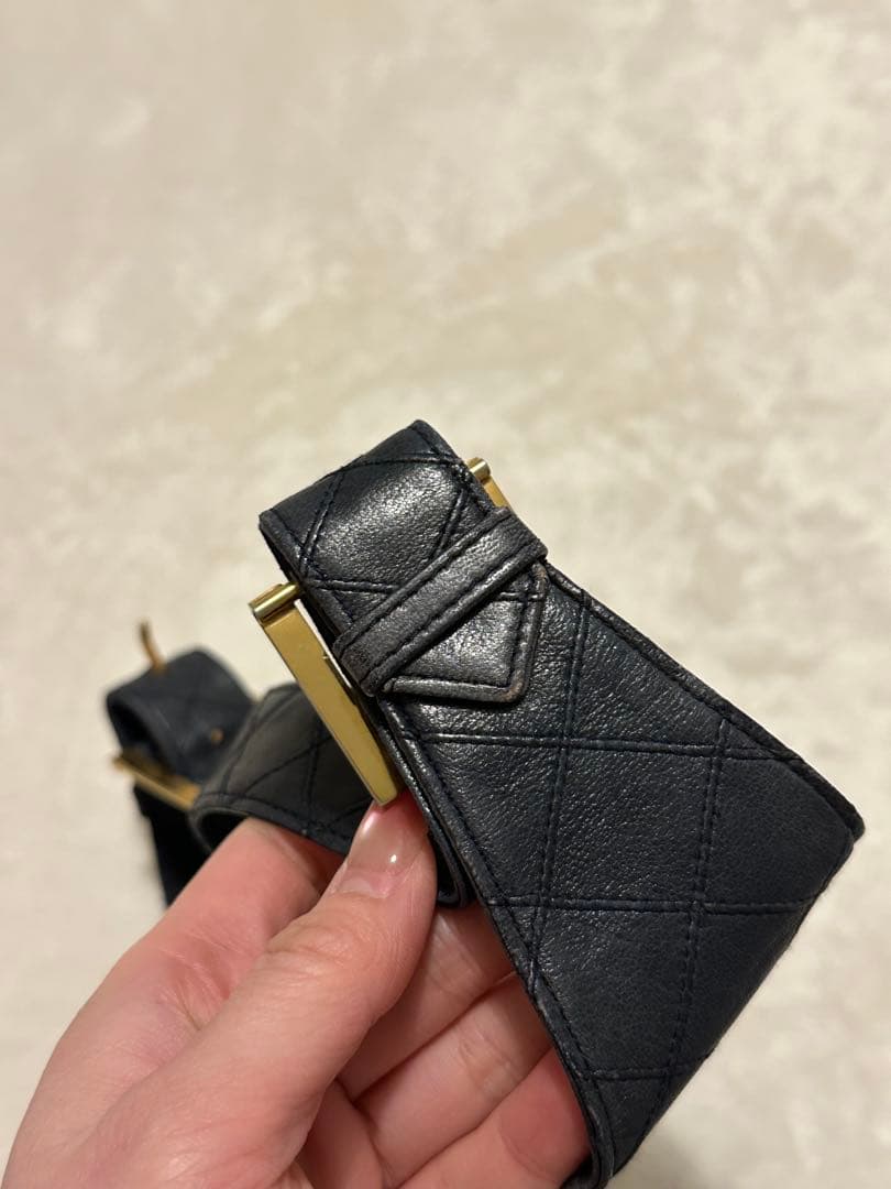 CHANEL マトラッセ ウエストポーチ 黒 ラムスキン