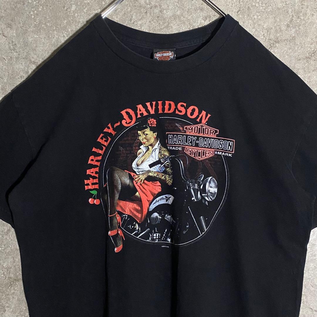 【希少】ハーレーダビッドソンTシャツ 2011年製 バイクガール アメリカ XL