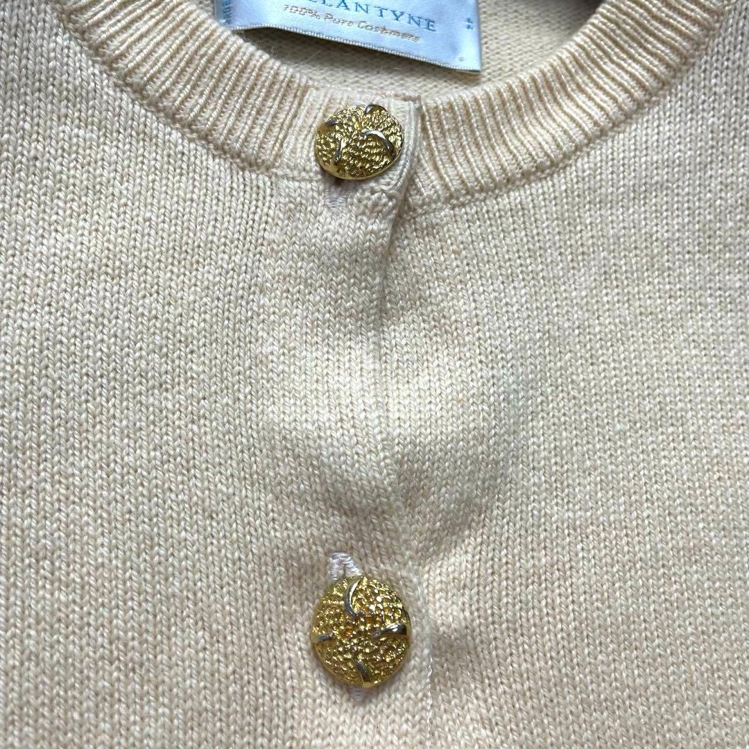 カシミヤ100%✨バランタイン カーディガン ベージュ サイズ44 金ボタン