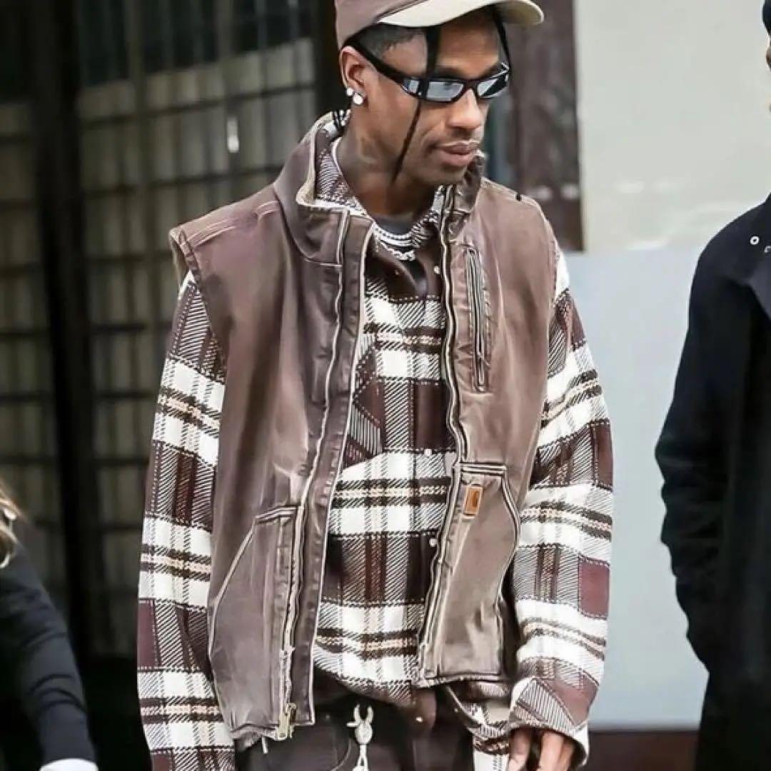 雰囲気◎ carhartt ダックベスト DKB ダークブラウン フェード ボロ