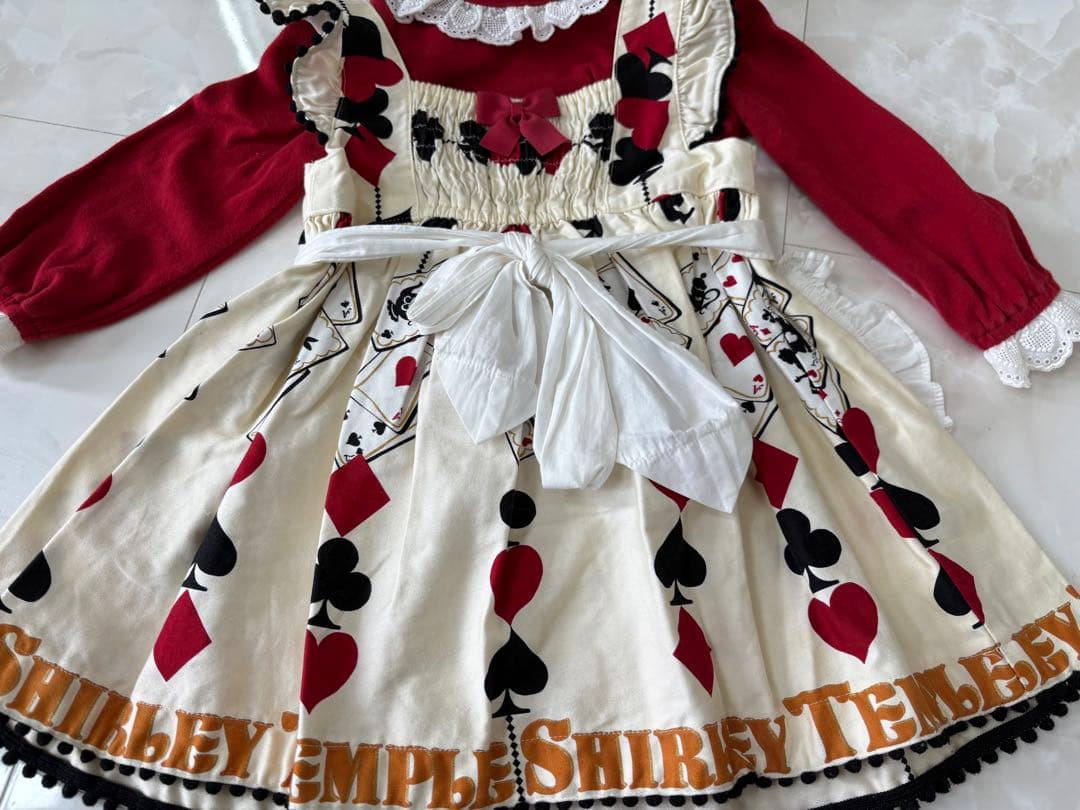 美品♡シャーリーテンプル♡トランプ柄ワンピース♡エプロン2点セット90