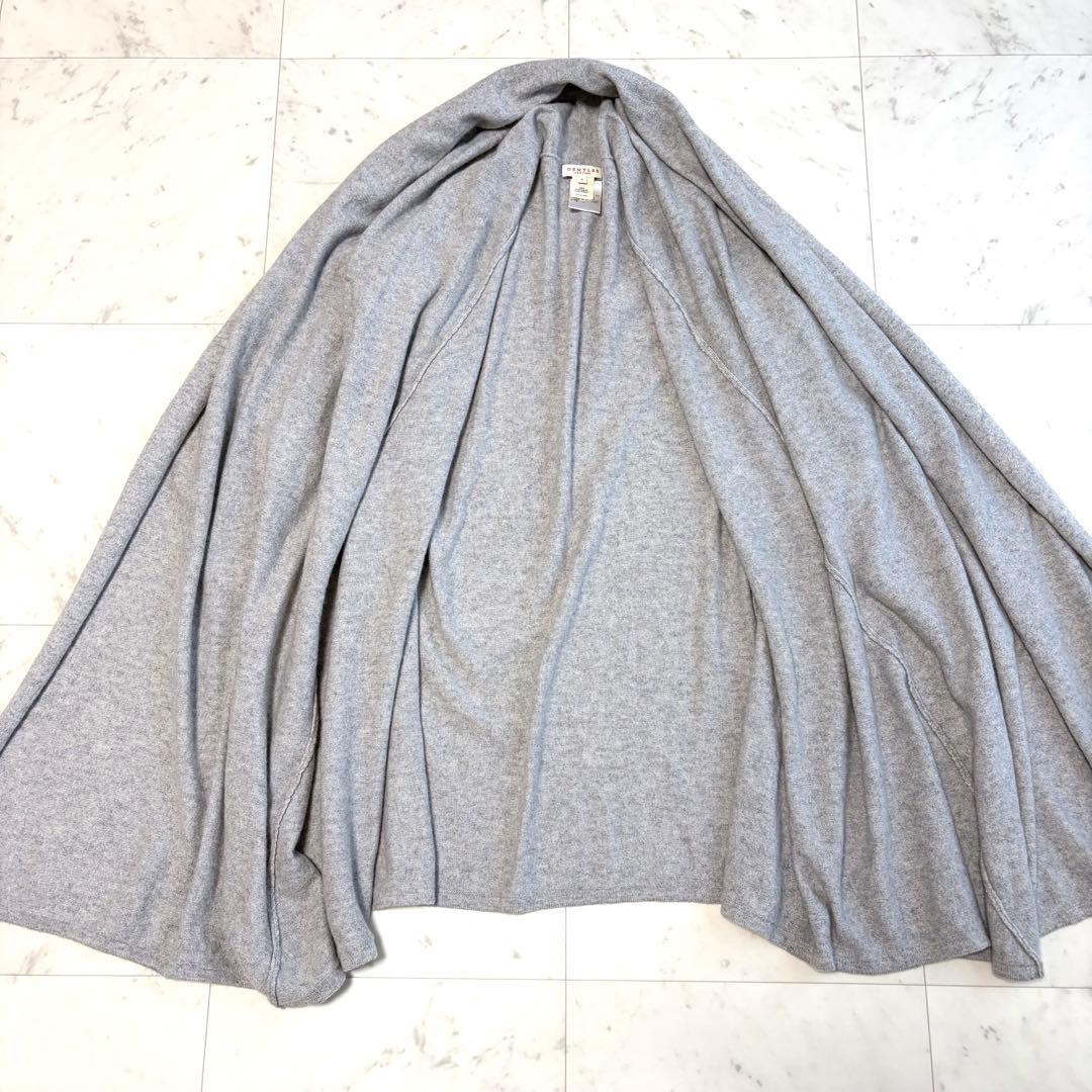 美品 デミリー カシミヤ100% ドレープカーディガン ガウン 羽織り グレーS