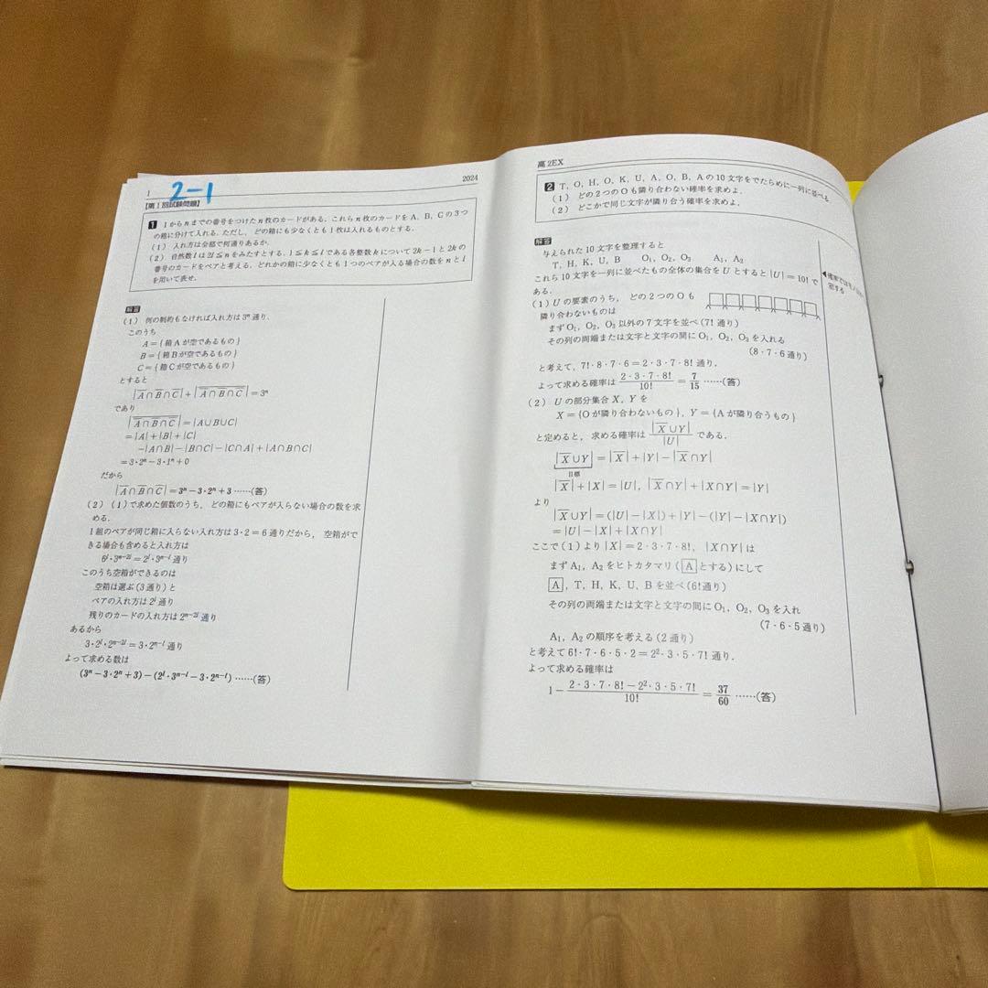 【3点セット】駿台エクストラ数学α二学期　授業テキスト➕テスト問題➕解説プリント